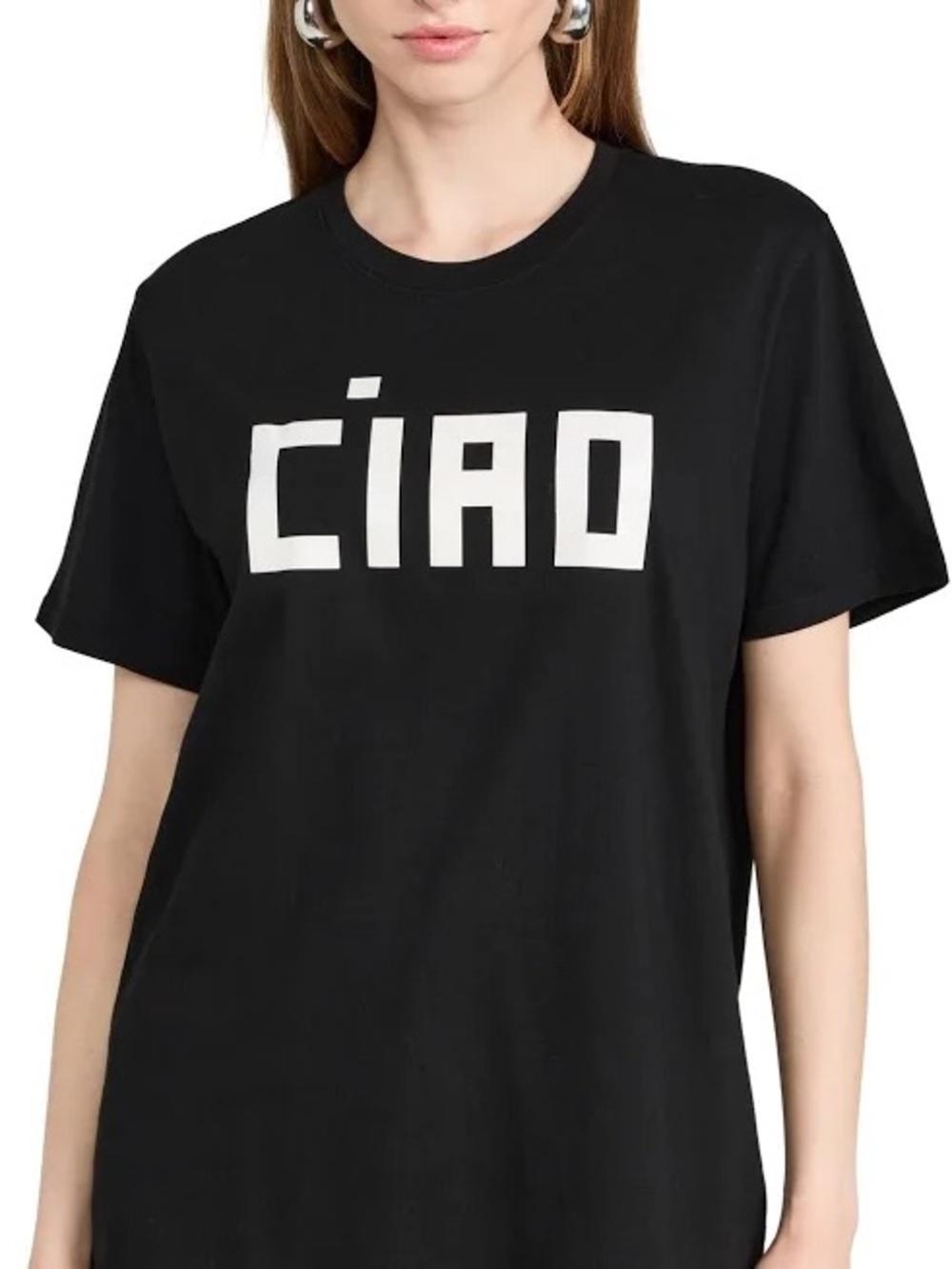 Clare V Black Tee with White CIAO Graphic